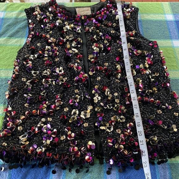 Vintage 60s beaded vest Embellished with sequins. 100% Wiool Must see Video - Picture 13 of 16